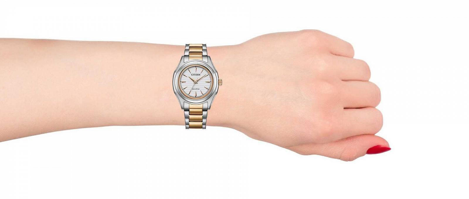 Часы женские Аналоговые CITIZEN FE2116-85A Кварцевый Японский механизм Ремешок из нержавеющей стали, Белый, Браслет, фото №4