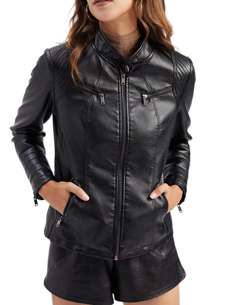Куртка Мотоциклетна DISSA PN788 Жіноча Зі штучної шкіри Slim На блискавці Стійка Коротке пальто, фото №5