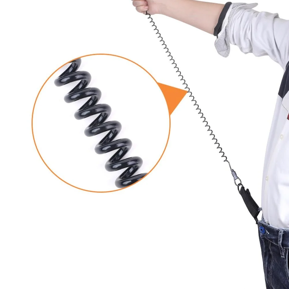 Шнуры рыболовные эластичные Paracord Lanyard спиральные с карабином 2 шт. Черный, фото №2