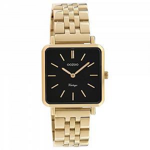 Женские часы Oozoo Vintage Квадратные Плоские 28 мм C9957 Золотой-черный, золотой, Браслет - Фото 1