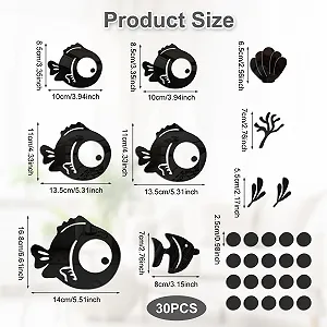 Наклейки на стіну акрилові дзеркальні Рибки та бульбашки 30 шт. самоклейні synthetic.ua - Фото 1