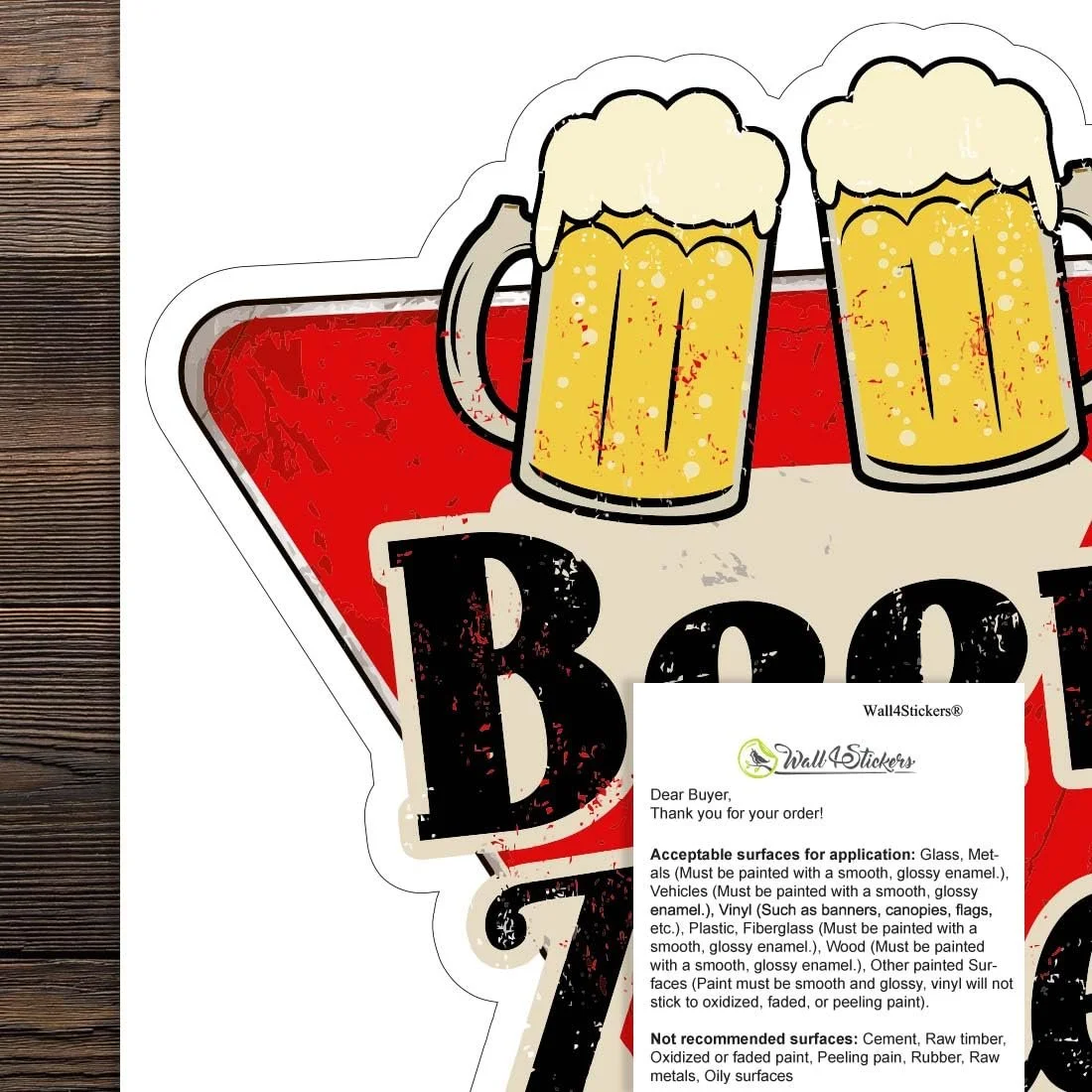 Наклейка на стіну Beer Zone Waterproof Vinyl 310 мм x 330 мм, фото №6