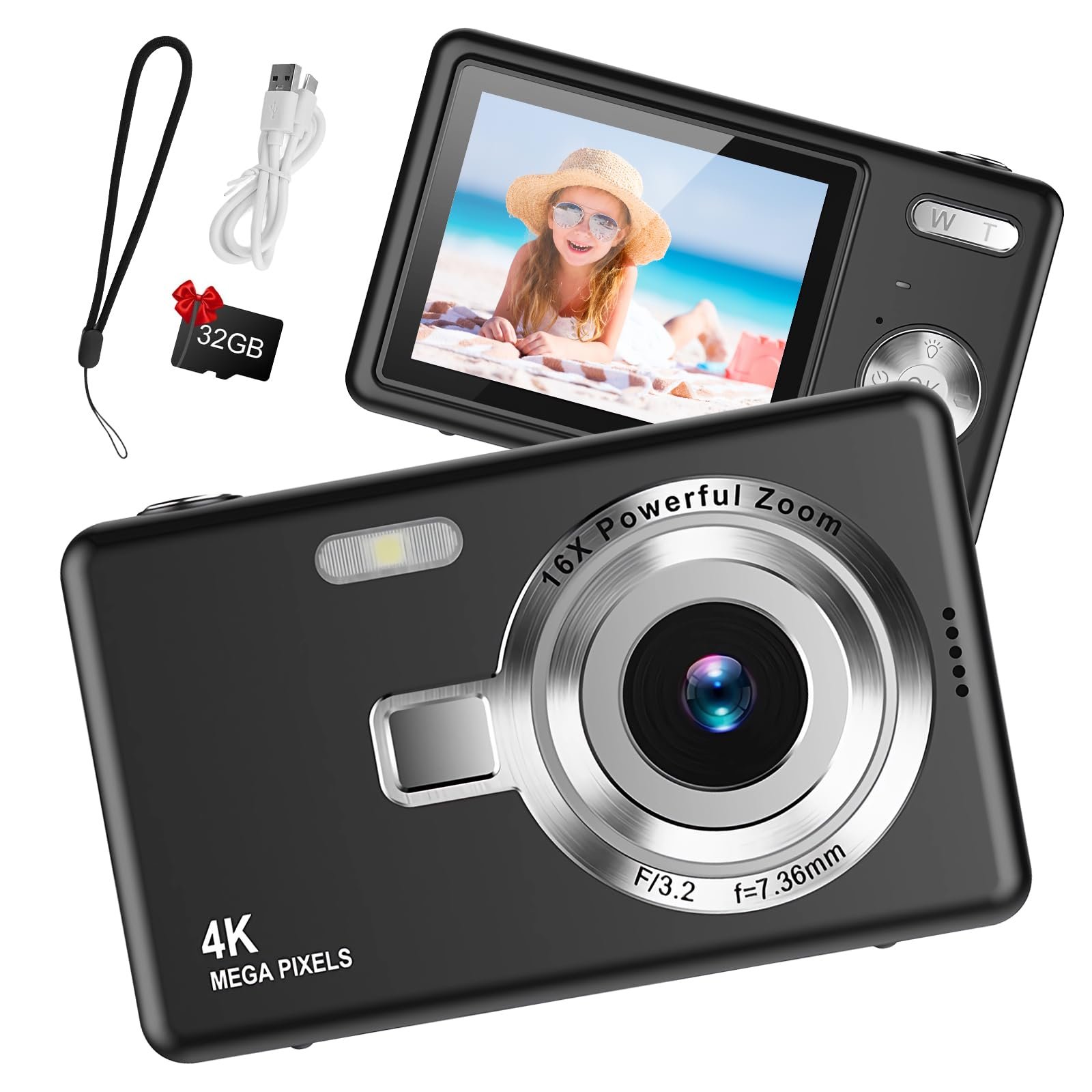 Цифровая Камера 1080P FHD Компактная Камера 44MP Черный, фото №1