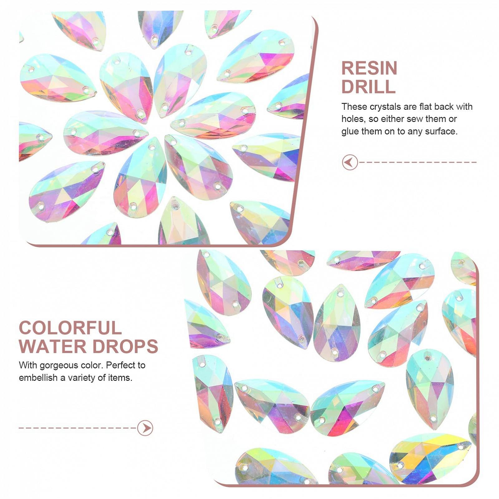 Краплі Смолисті Кришталі Набір з Бісеру Плоска Задня Частина Стрази для Костюмів 17 x 28 мм, 3 набори по 50 штук, фото №2
