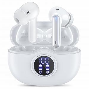 Навушники Bluetooth 5.3 Безпровідні Вкладиші з LED екраном 4 HD Мікрофони 50 годин Глибокий бас IP7 Білі - Фото 1