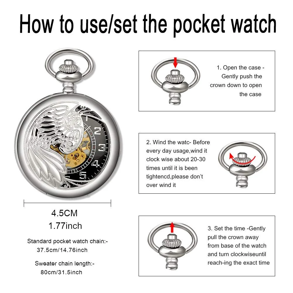 Карманные часы Unendlich U Унисекс Механические с ручным заводом Скелетон Орел/Феникс Серебристый, винтажный, фото №2 Карманные часы Unendlich U Унисекс Механические с ручным заводом Скелетон Орел/Феникс Серебристый, винтажный, фото №2