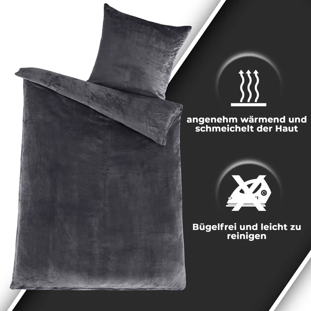 Постільна білизна MALIKA Nicky Teddy Cashmere Coral Fleece 135 x 200 см Anthracite, фото №3