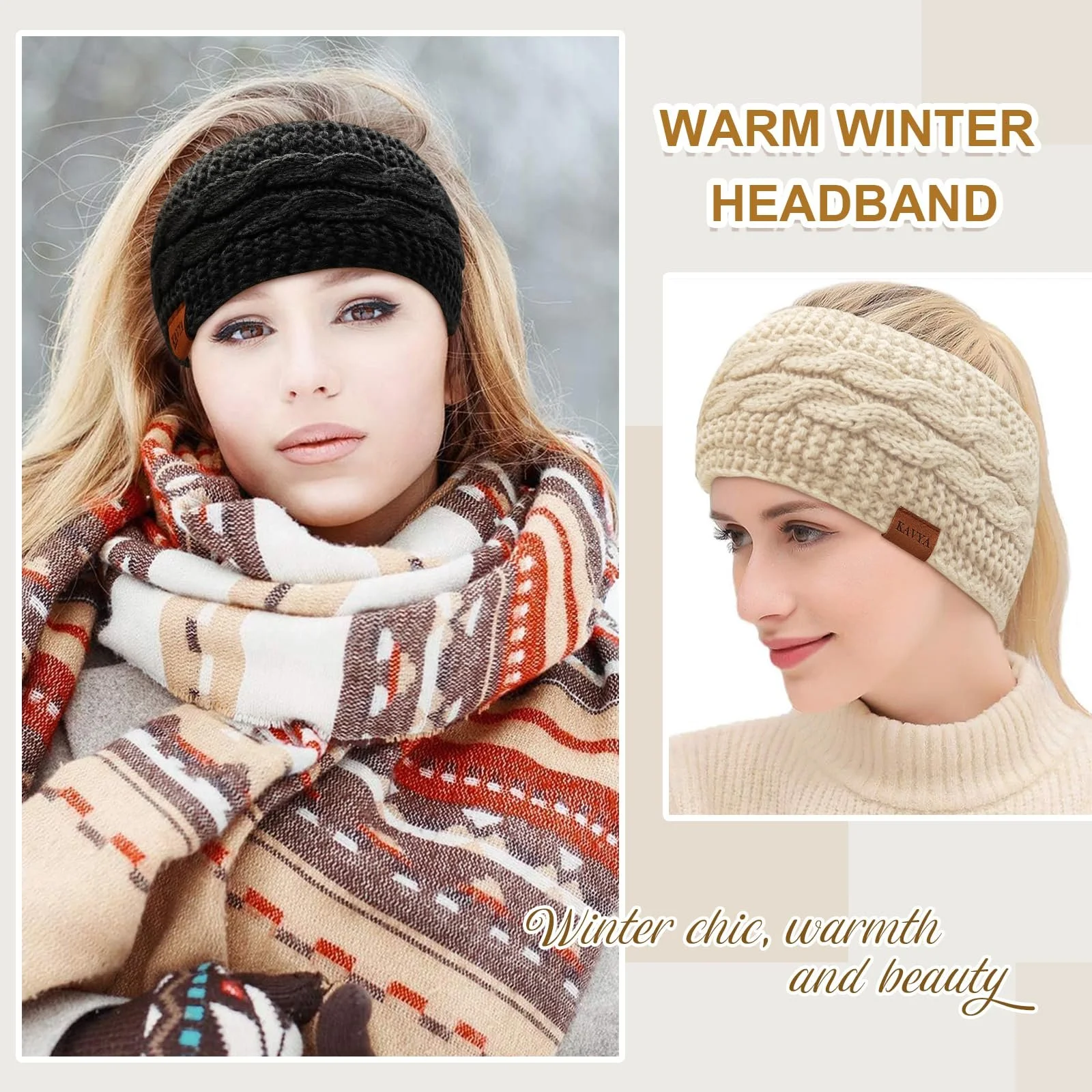 В'язана Пов'язка Kavya для Зігрівання Вух Жіноча Зимова, фото №3