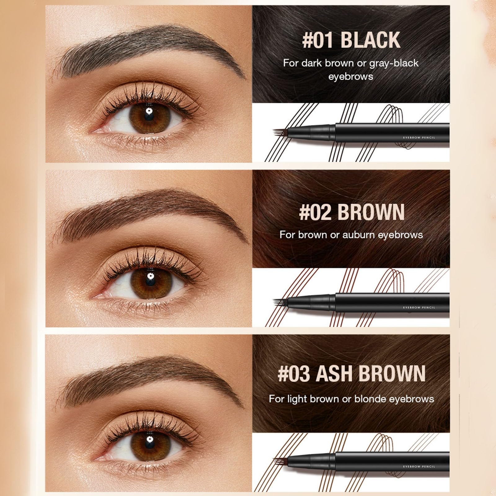 Олівець для брів з вилкоподібним наконечником Microblading Водостійкий (C), фото №3