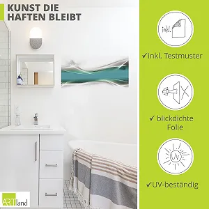 Настінна наклейка ARTland T9FA Самоклеюча вінілова плівка 100 x 50 см Абстрактне мистецтво Хвиля Сучасний візерунок Петроль Бірюзовий synthetic.ua - Фото 1