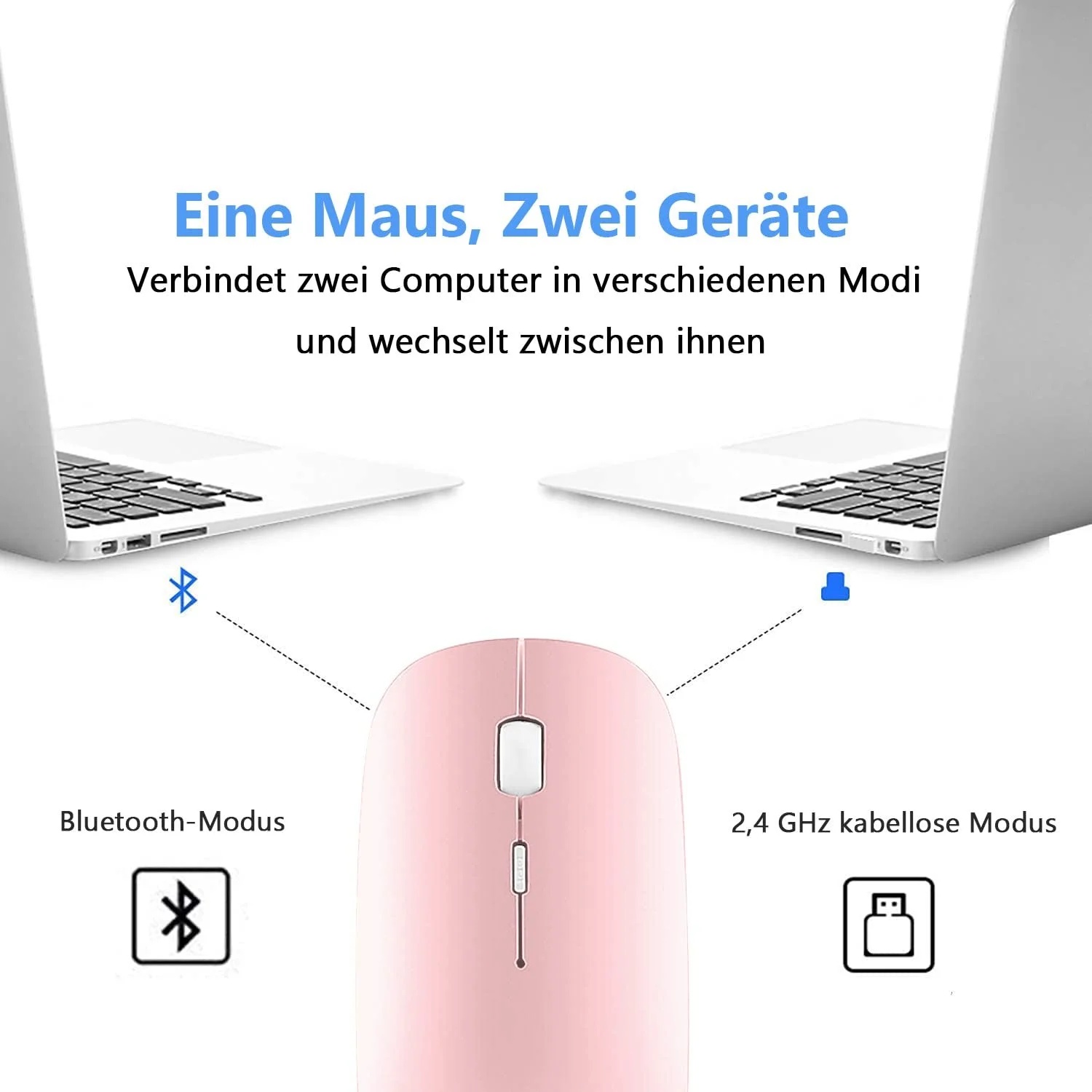 Миша LEAPEST Бездротова Bluetooth Рожева, фото №2