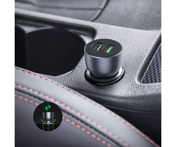 Автозарядка 2xUSB 36W USB-A QC 4.0 Сіра CD213 UGREEN, фото №6