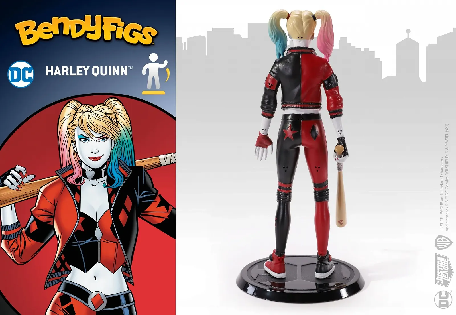 Ігрова фігурка Noble Toys Bendyfigs DC Comics Harley Rebirth гнучка з аксесуарами, фото №7