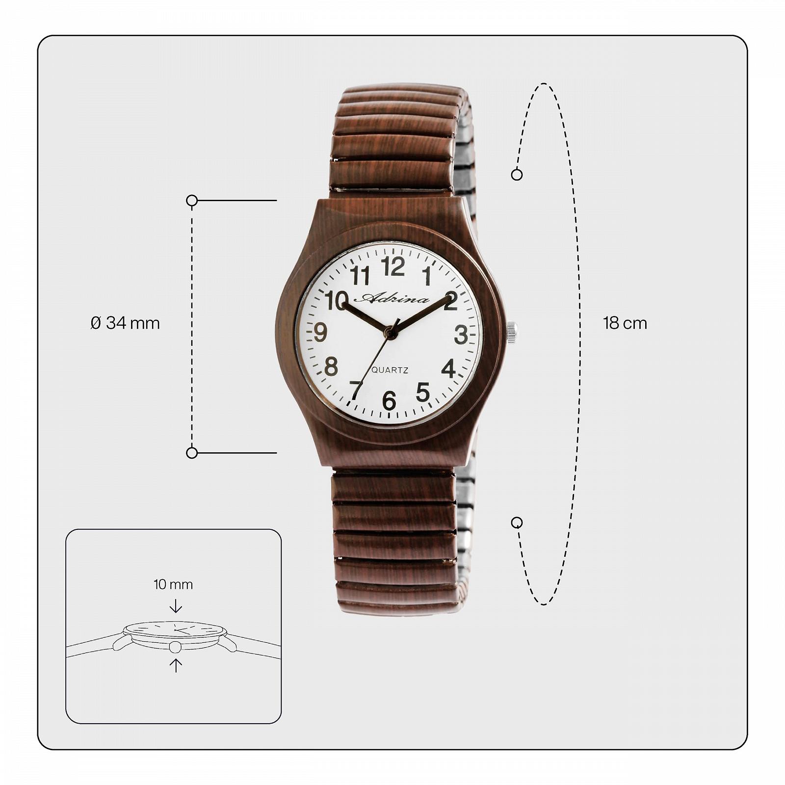 Жіночий годинник Браслет Adrina Сталь Коричневий Великі Цифри Довжина 18 см Діаметр 34 мм Ширина 18 мм, фото №4