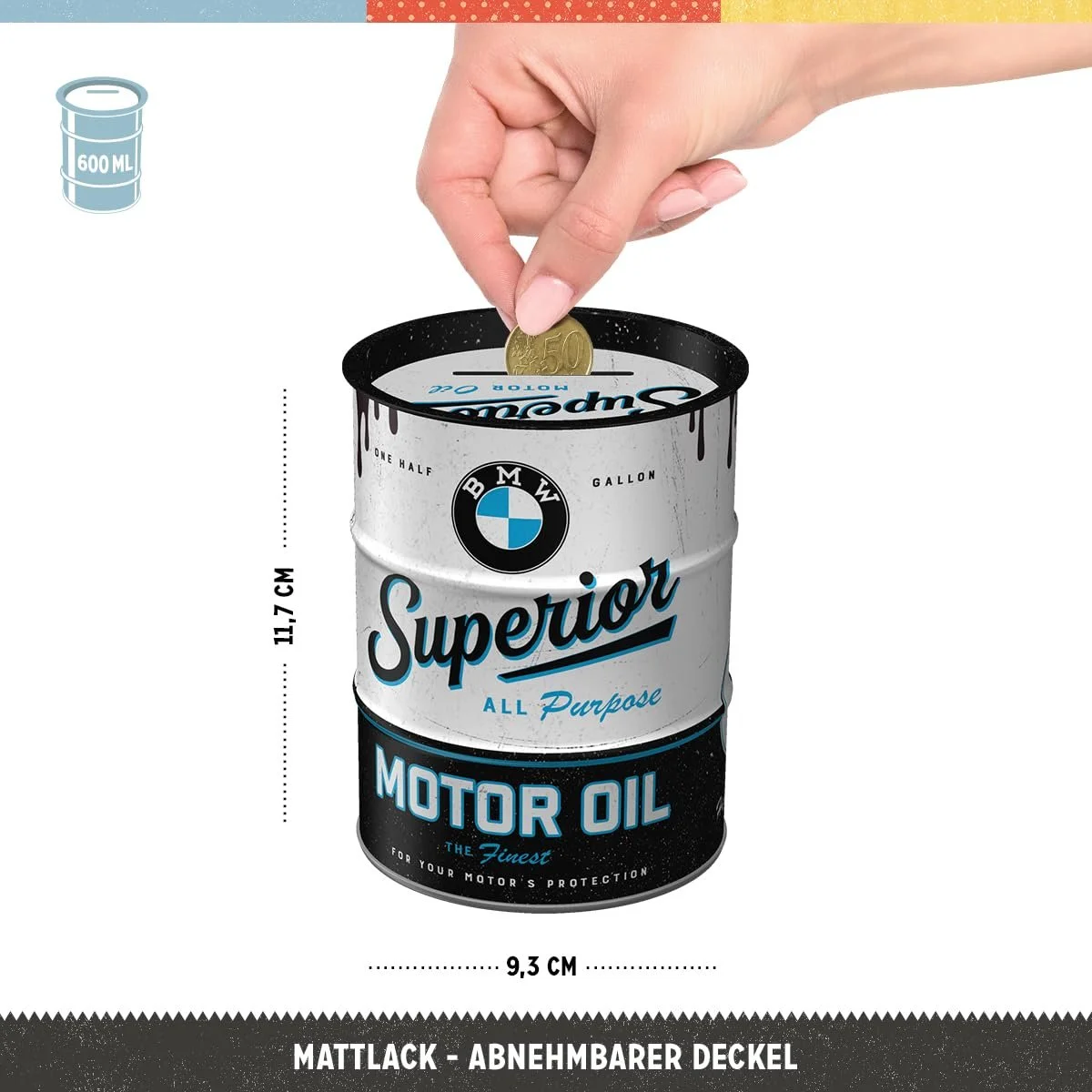 Скарбничка Nostalgic-Art BMW Superior Motor Oil металева 600 мл, фото №2