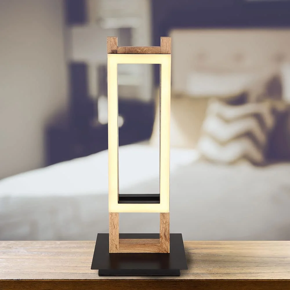 Настольная лампа GLOBO LIGHTING Wooden Lamp 2 лампы Металл MDF Черный Темно-коричневый Опал 2x LED 20 Вт 850 лм 3000 К 50 x 20 x 15 см, фото №3