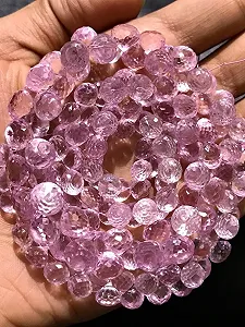 Бусины Корунд Морганит Натуральный Ограненные 7 x 9 мм, нить длиной 45 см для изготовления ювелирных изделий, розовый цвет - Фото 1