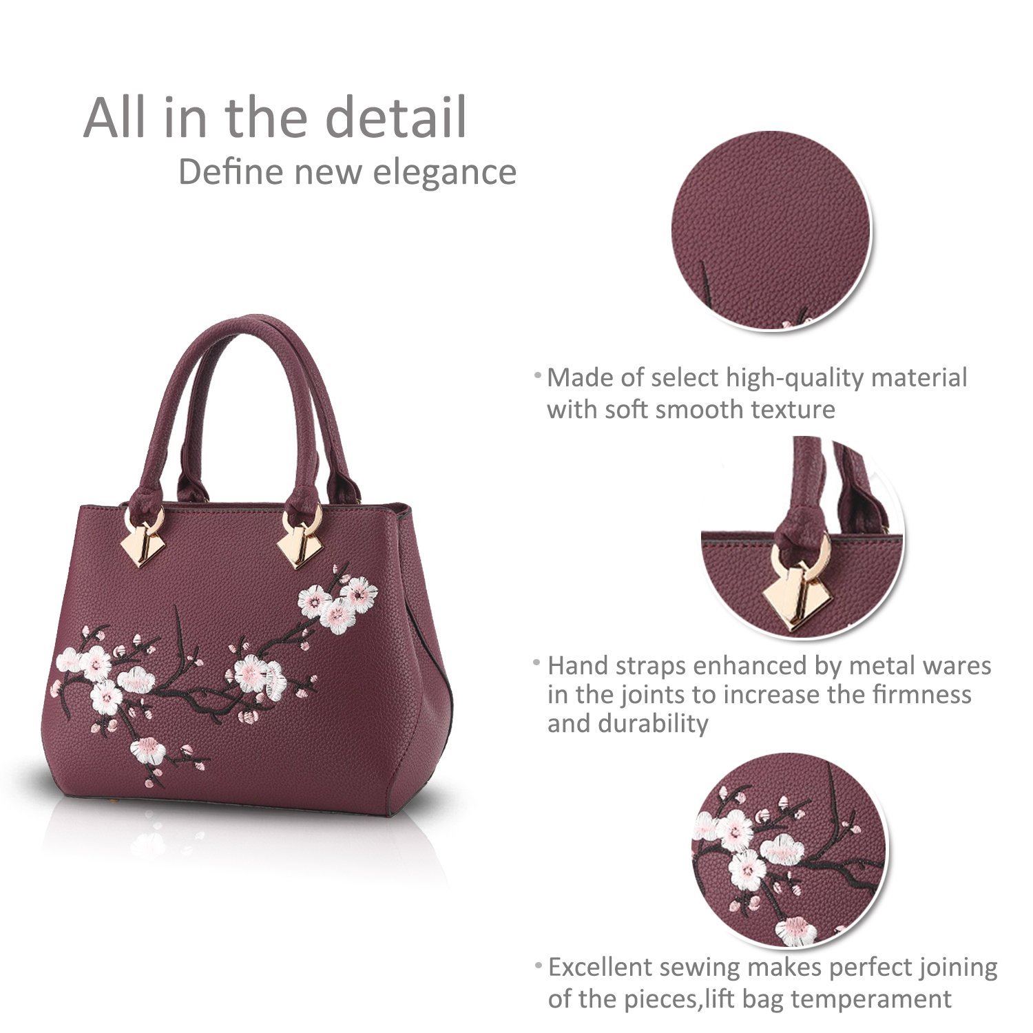 Сумка Nicole&Doris Повсякденна Жіноча Через Плече Кросбоді Тот з PU Шкіри Фіолетова, фото №6