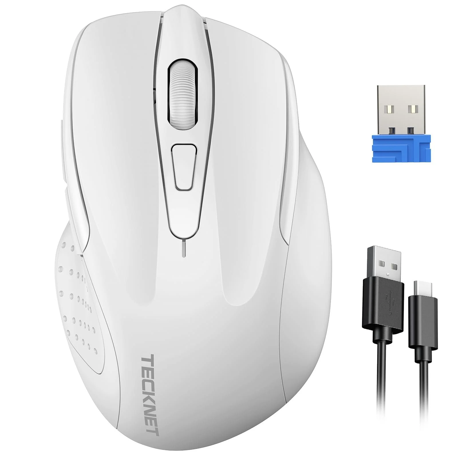 Миша TECKNET Бездротова Перезаряджувана 4800 DPI 2.4GHz Оптична 6 Кнопок Біла, фото №1