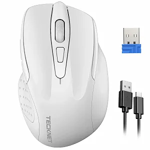 Миша TECKNET Бездротова Перезаряджувана 4800 DPI 2.4GHz Оптична 6 Кнопок Біла - Фото 1