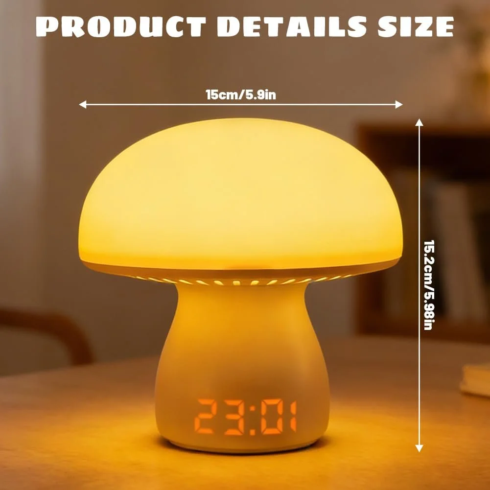 Настільна лампа-нічник Mushroom Touch Dimmable Акумулятор 3600 мАг USB RGB з годинником та таймером, фото №2