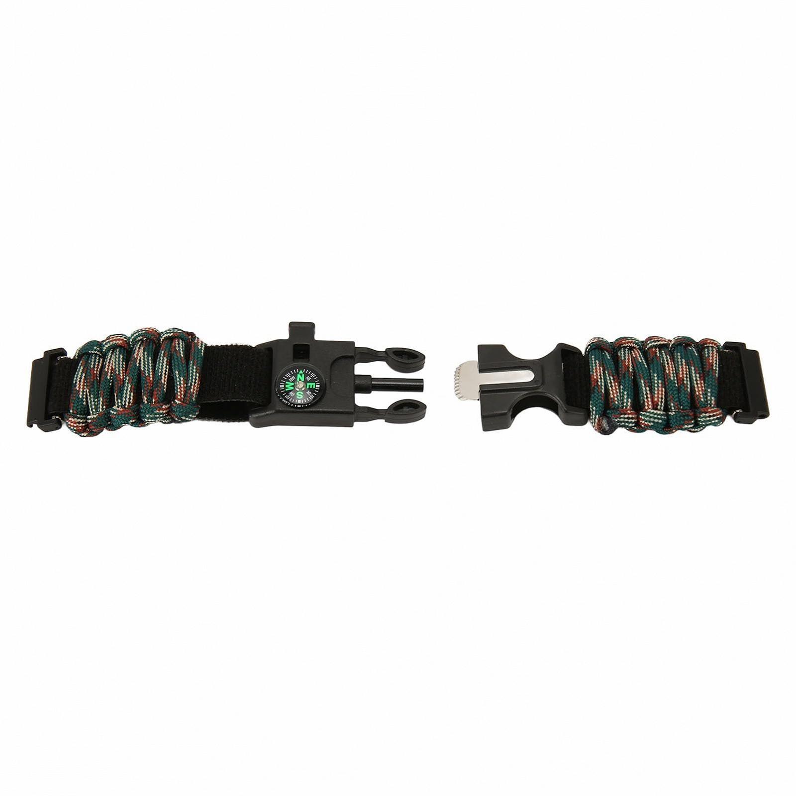 Браслет Paracord зі свистком, компасом, різаком для мотузки, регульованим кресалом, стильний браслет Paracord для кемпінгу та скелелазіння, фото №4