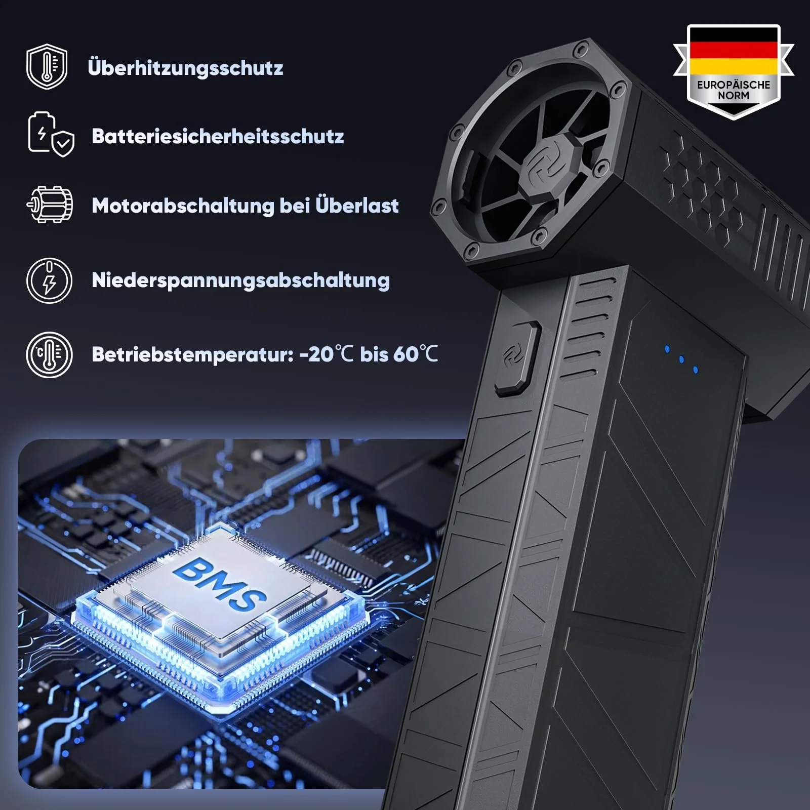 Портативна електрична повітродувка SALCAR X3 110,000 RPM 3-ступенева Turbo, фото №3