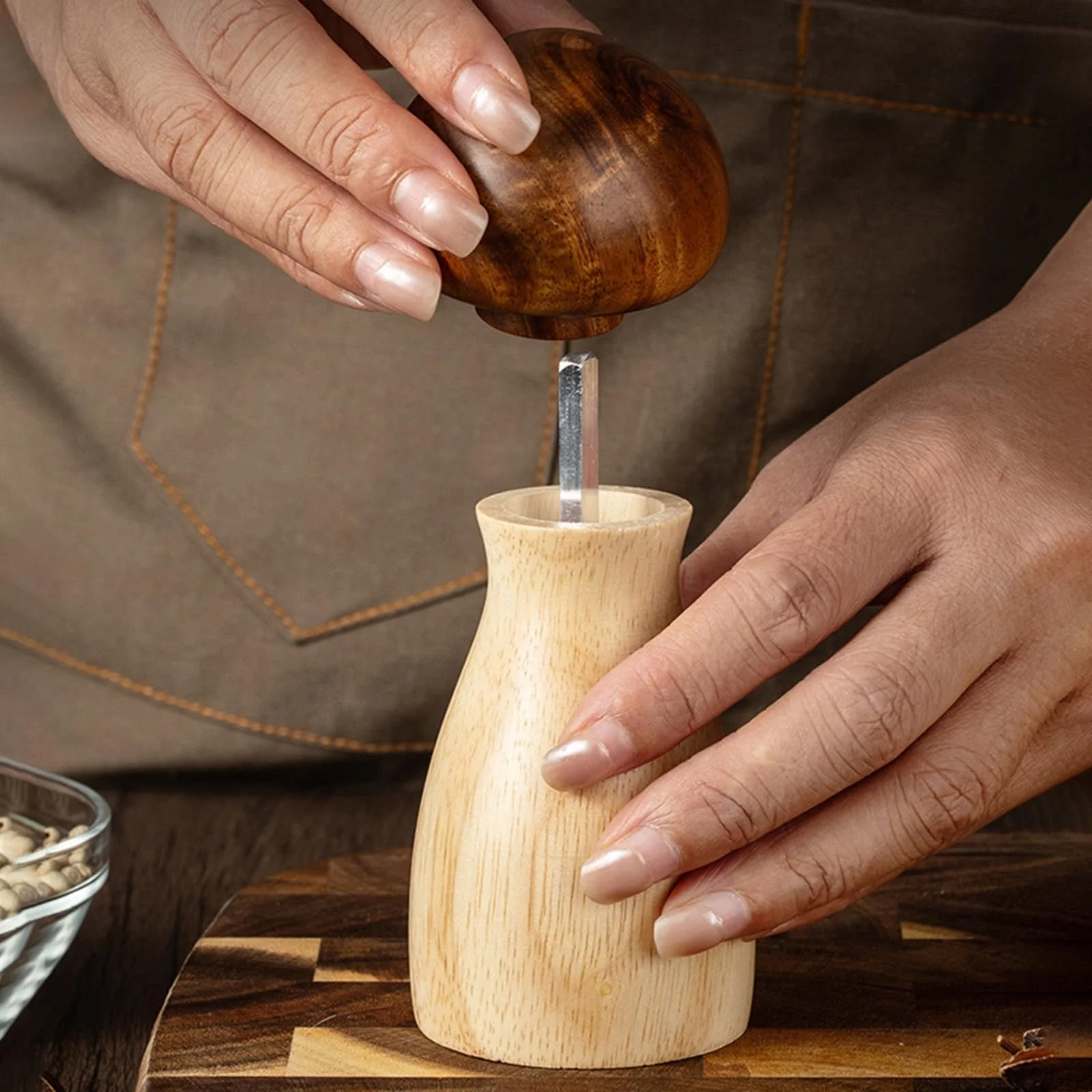 Ручна Дерев'яна Млин Регульована Зернистість Сіль Перець, фото №4