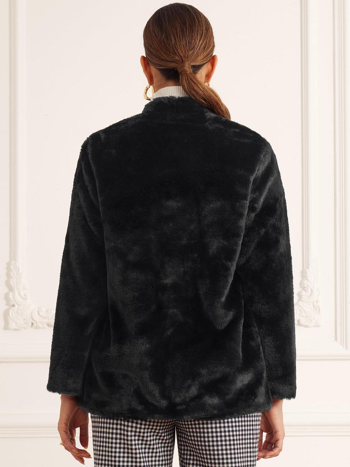 Пальто Allegra K Женское из искусственного меха с карманами, фото №3 Пальто Allegra K Женское из искусственного меха с карманами, фото №3