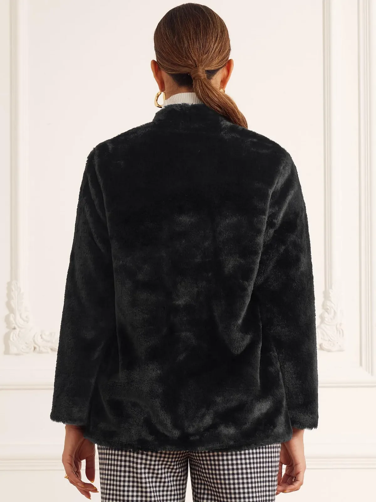 Пальто Allegra K З штучного хутра з кишенями, фото №3 Пальто Allegra K З штучного хутра з кишенями, фото №3