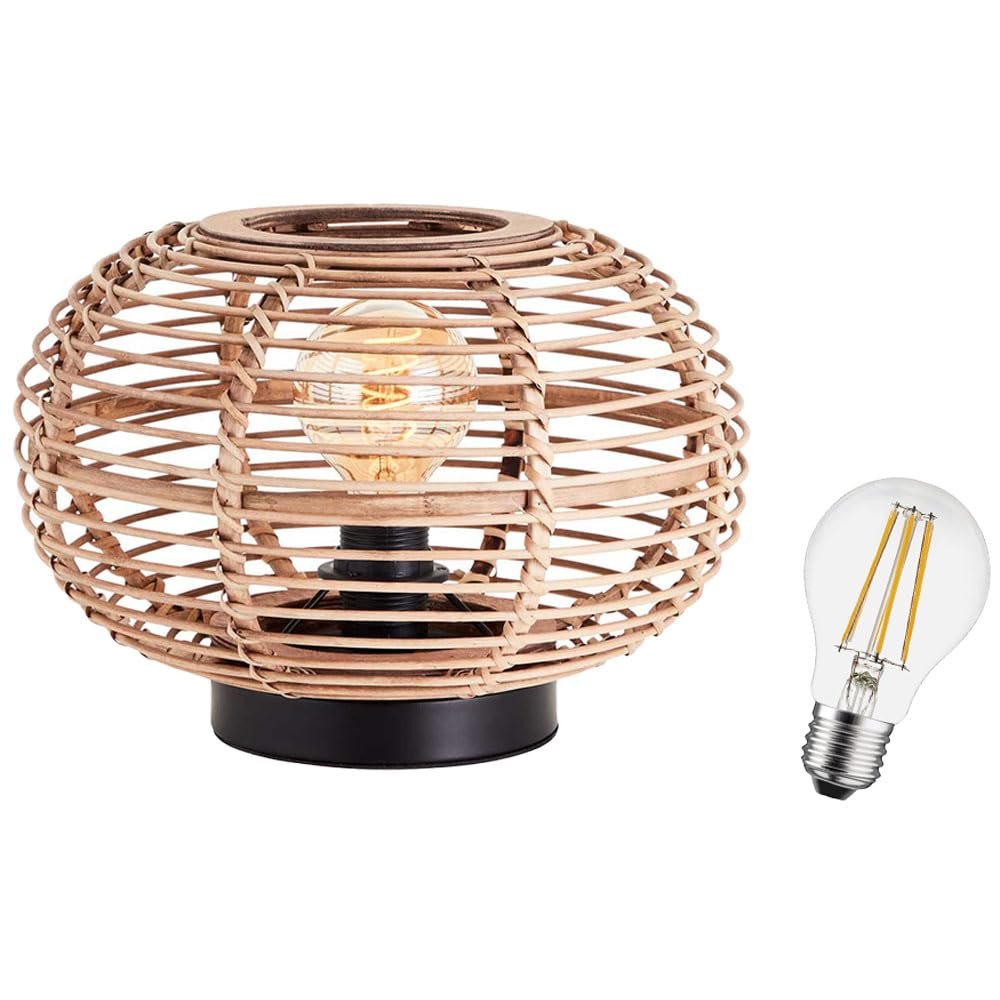 Настільна лампа LED Bamboo 32 см E27 6 Вт 806 лм 2700 К Чорний/Натуральний, фото №1