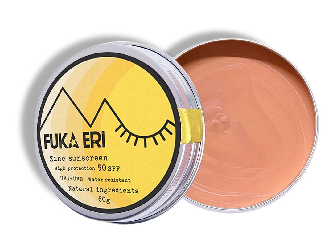 Солнцезащитный крем FUKA ERI с цинком, не нано. Очень высокая защита от UVA/UVB. SPF 50. Минеральные ингредиенты. Цветная защита от солнца. Веганский, водостойкий. Для лица и чувствительных зон. Контейнер без пластика 60 г, фото №1