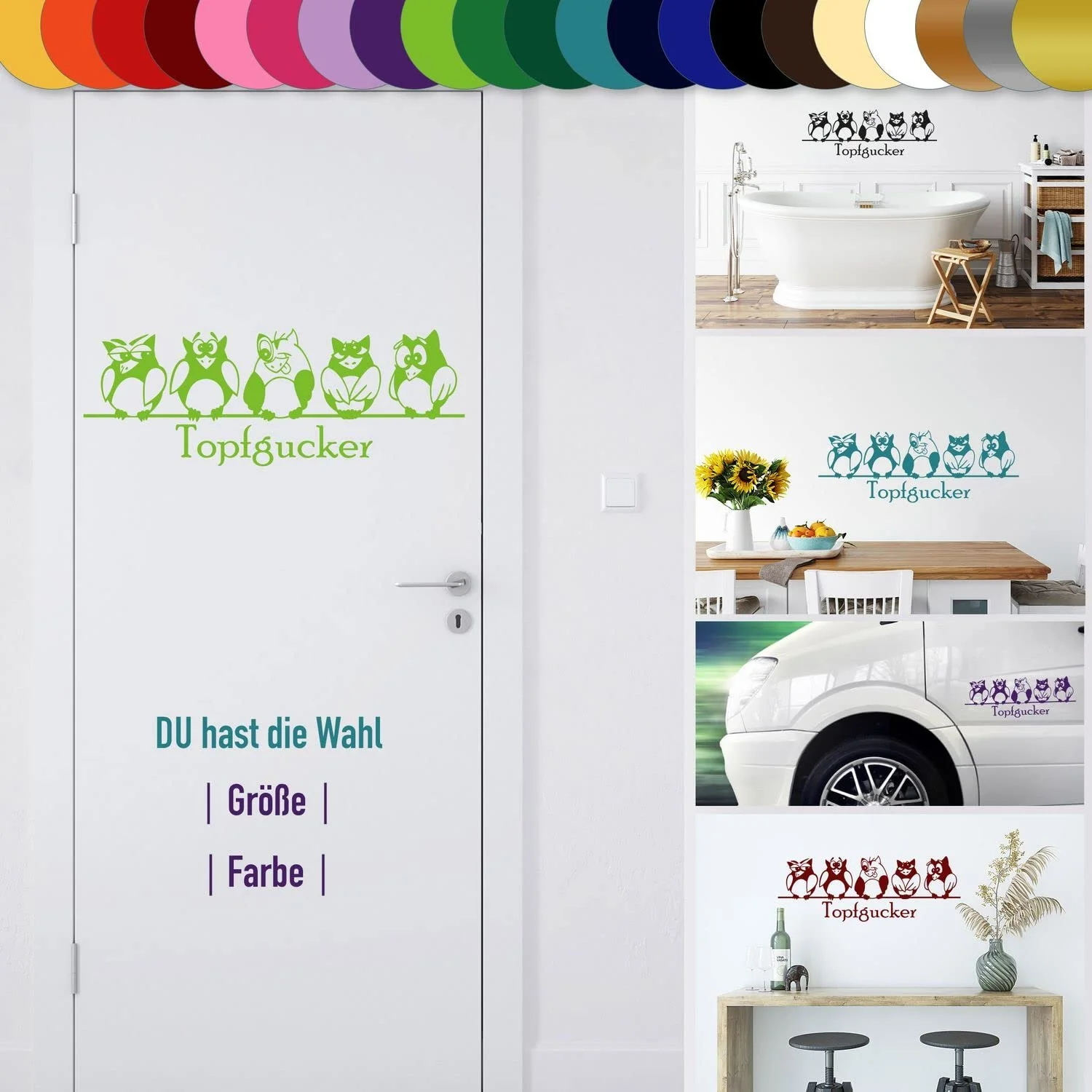 Наклейка на стіну Sunnywall Pot Gazer Owls Birds Size 2 82 x 30 см Світло-рожева, фото №3