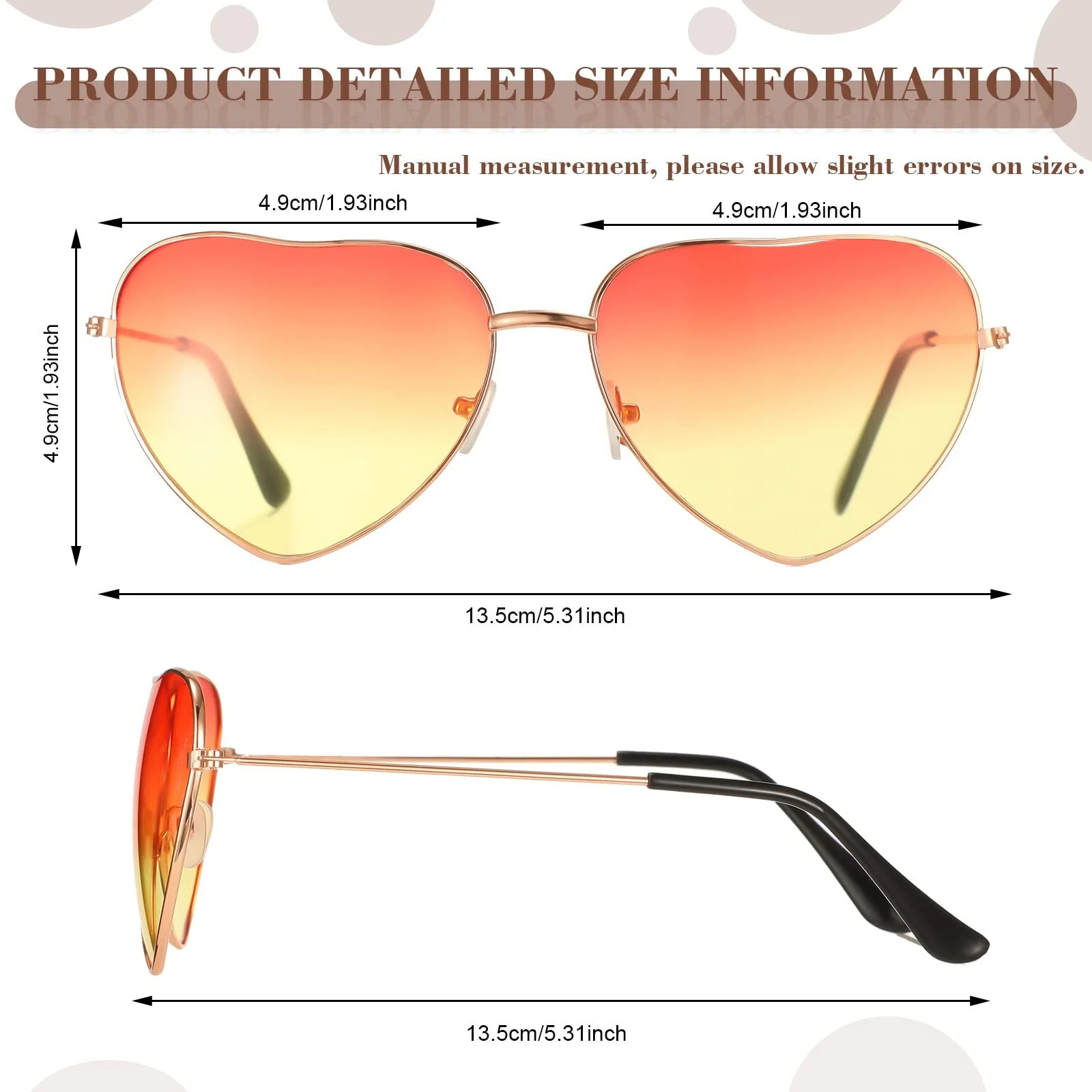 Солнцезащитные очки Сердцевидной формы BBTO, 2 шт., ретро, фото №2