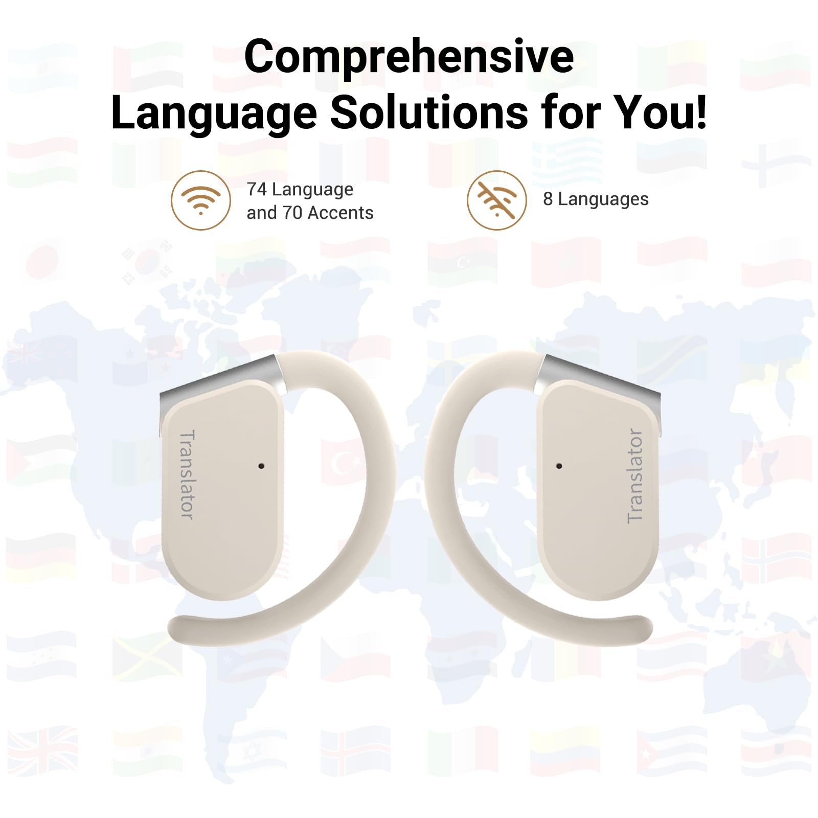 Навушники-перекладачі Beige M9 з відкритим типом, підтримка 144 мов та акцентів, фото №2 Навушники-перекладачі Beige M9 з відкритим типом, підтримка 144 мов та акцентів, фото №2