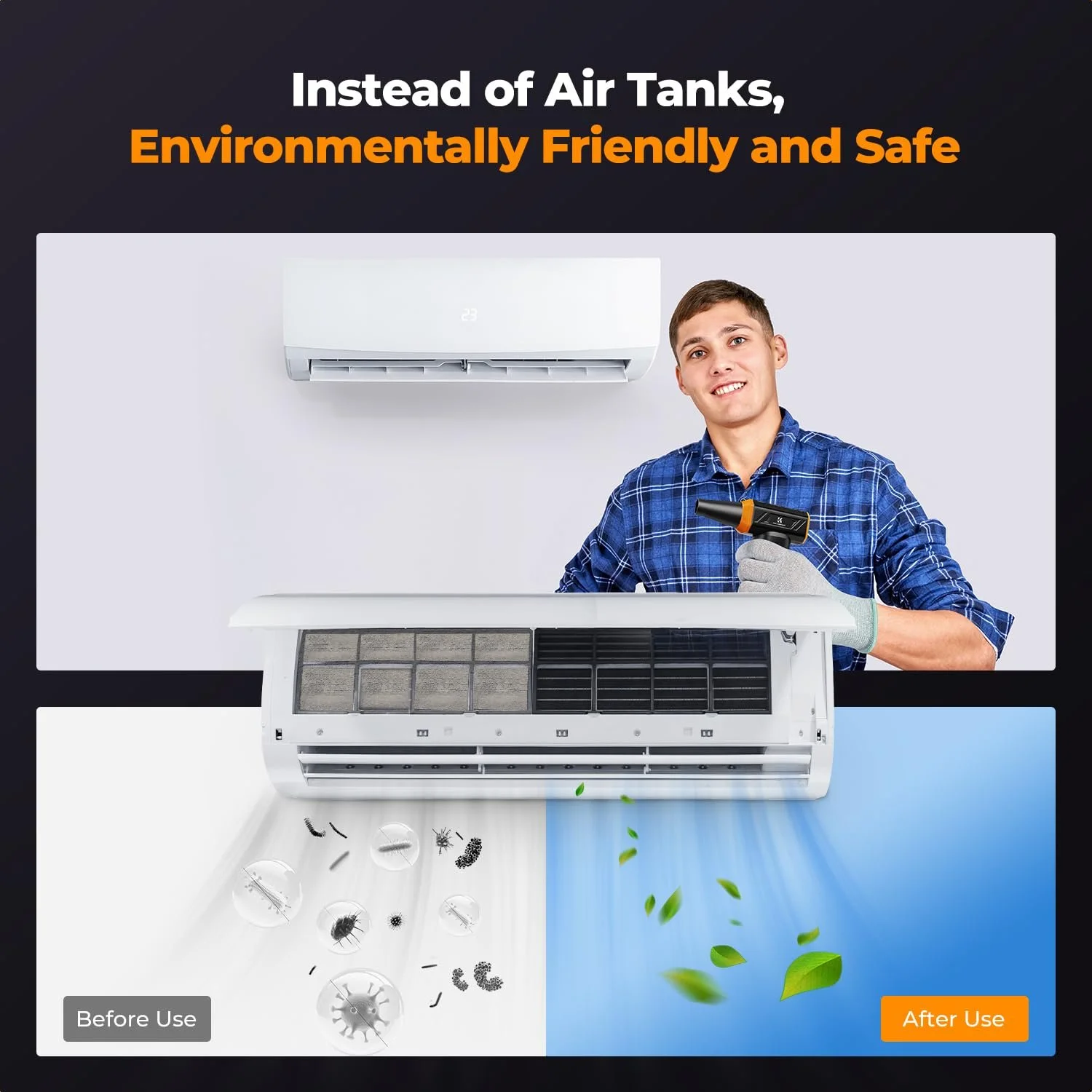 Очиститель сжатым воздухом K&F Concept 8000 mAh 150000 RPM LED подсветка, фото №8 Очиститель сжатым воздухом K&F Concept 8000 mAh 150000 RPM LED подсветка, фото №8