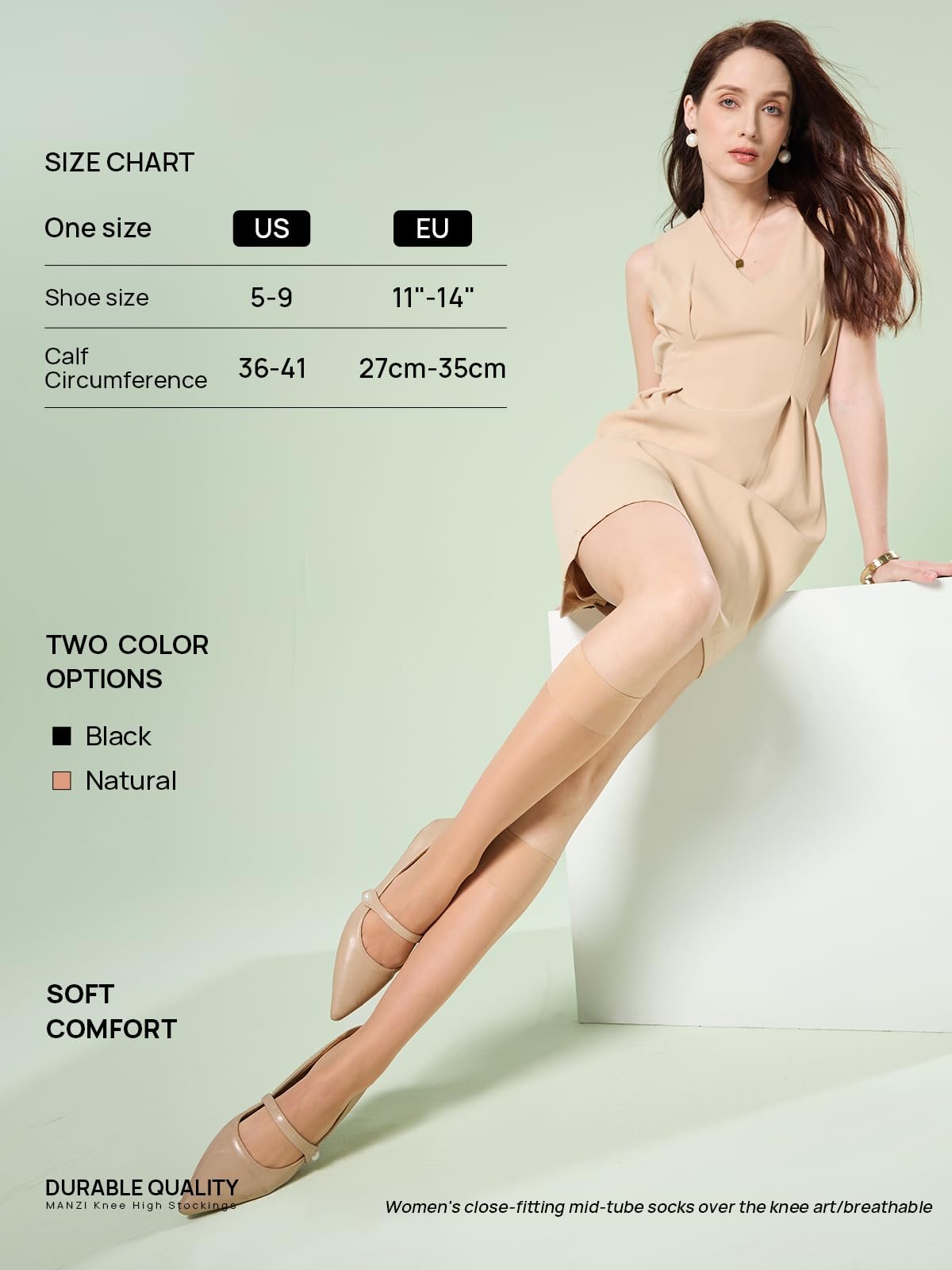 Панчохи MANZI Жіночі прозорі нейлонові до колін 15 Denier, 3 пари, фото №6