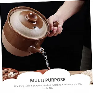 Горшок глиняный Керамический Термостойкий с крышкой и теплоизоляционной ручкой synthetic.ua - Фото 1