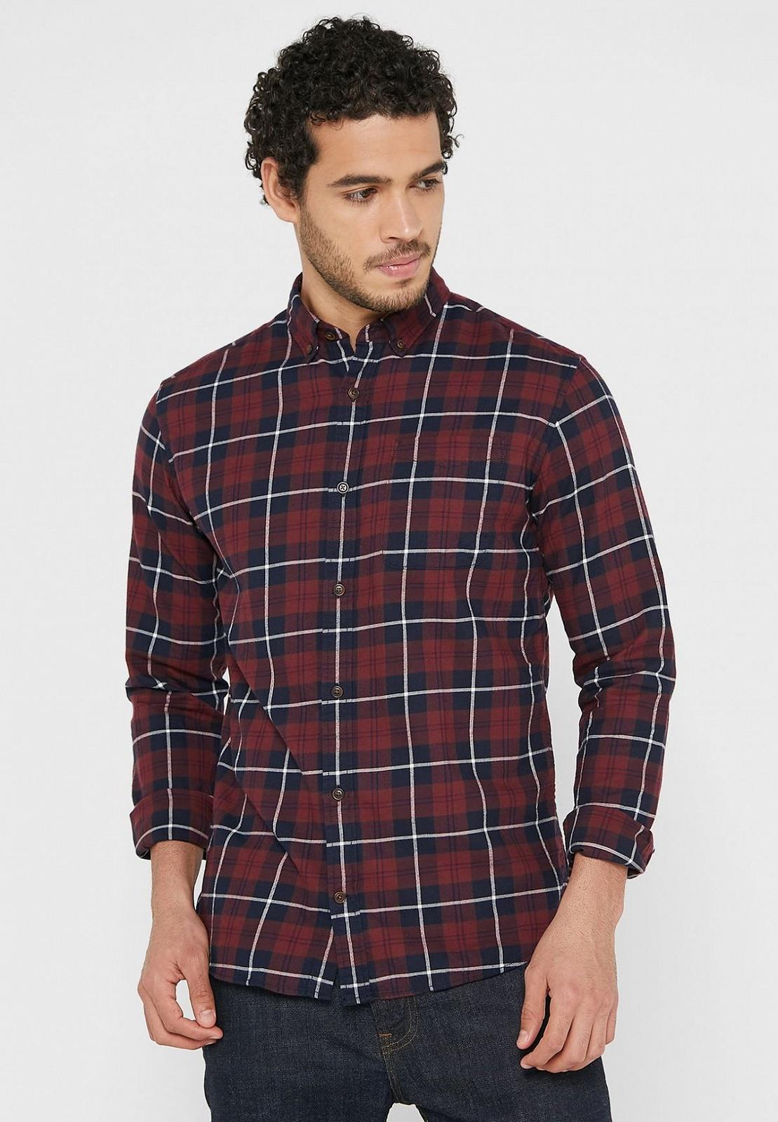Рубашка Jack & Jones CLASSIC DENVER CHECK L/S STS 12189449 Slim Fit Бордовый M, фото №2