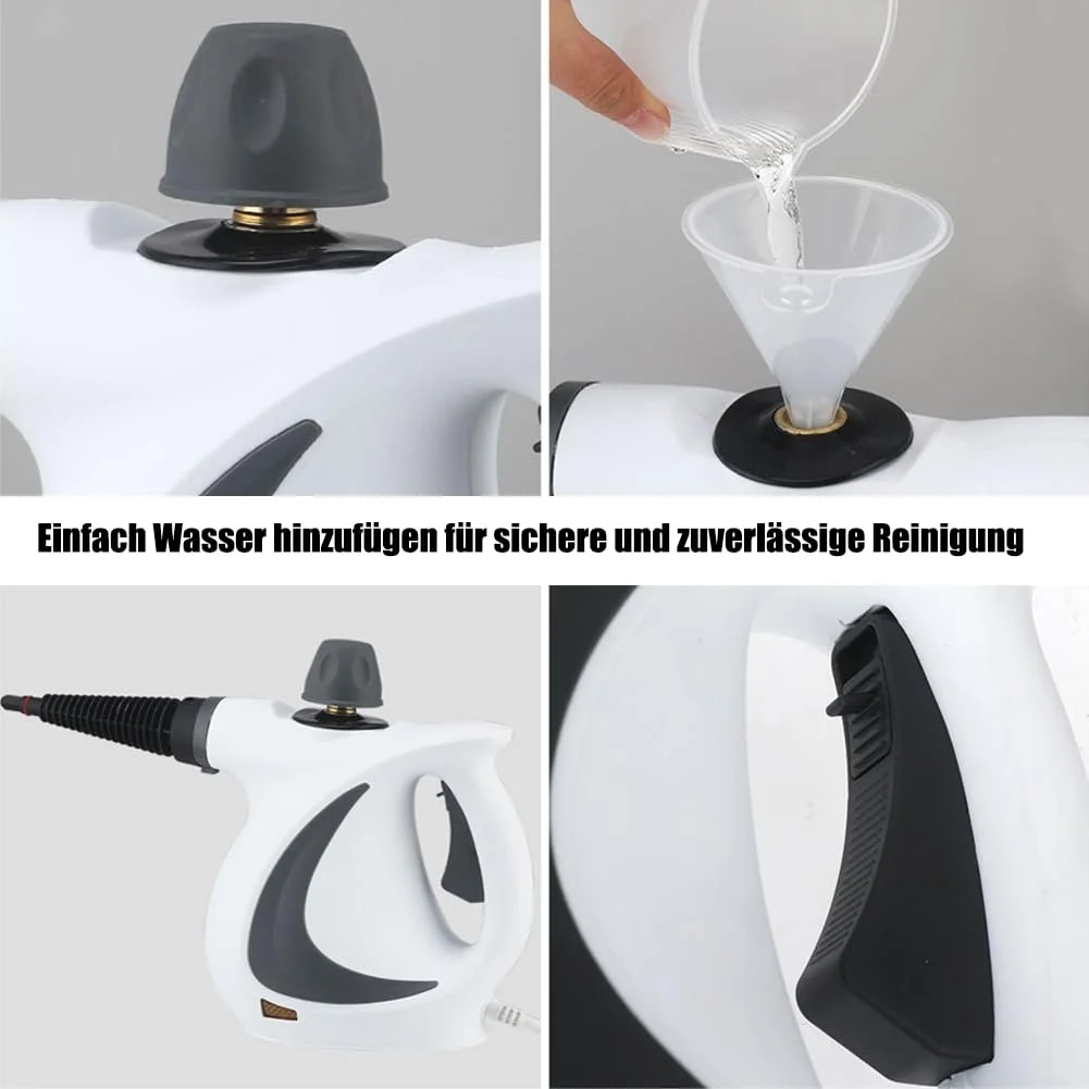 Ручний портативний пароочисник Red Hut 3,2 бар 1050 Вт 250 мл 2,9 м 9 насадок, фото №5 Ручний портативний пароочисник Red Hut 3,2 бар 1050 Вт 250 мл 2,9 м 9 насадок, фото №5