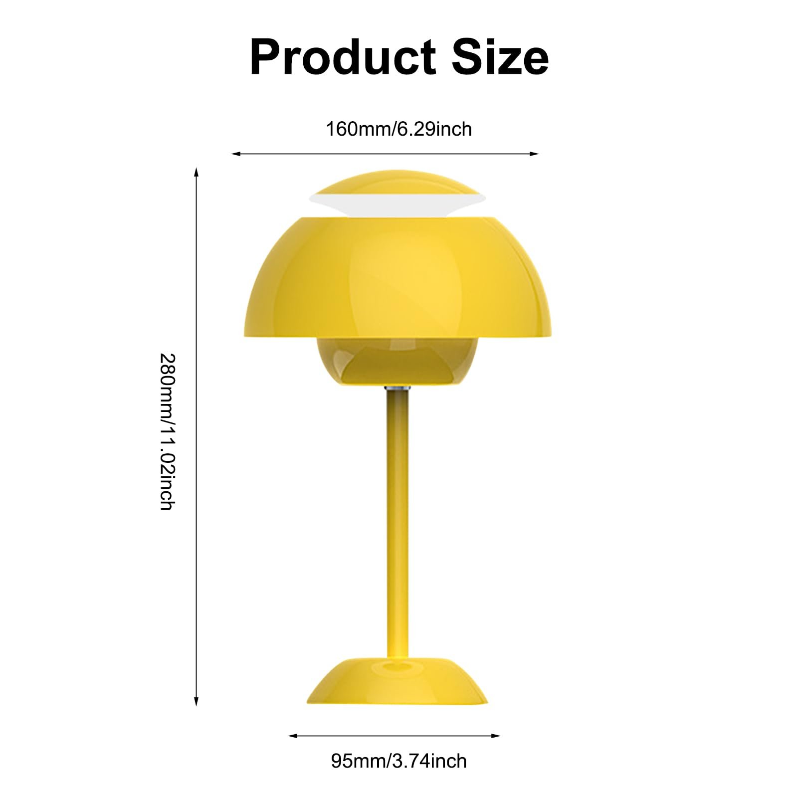 Настільна лампа LUPATDY Mushroom LED акумуляторна Touch 3 рівні яскравості Золотисто-жовта, фото №2