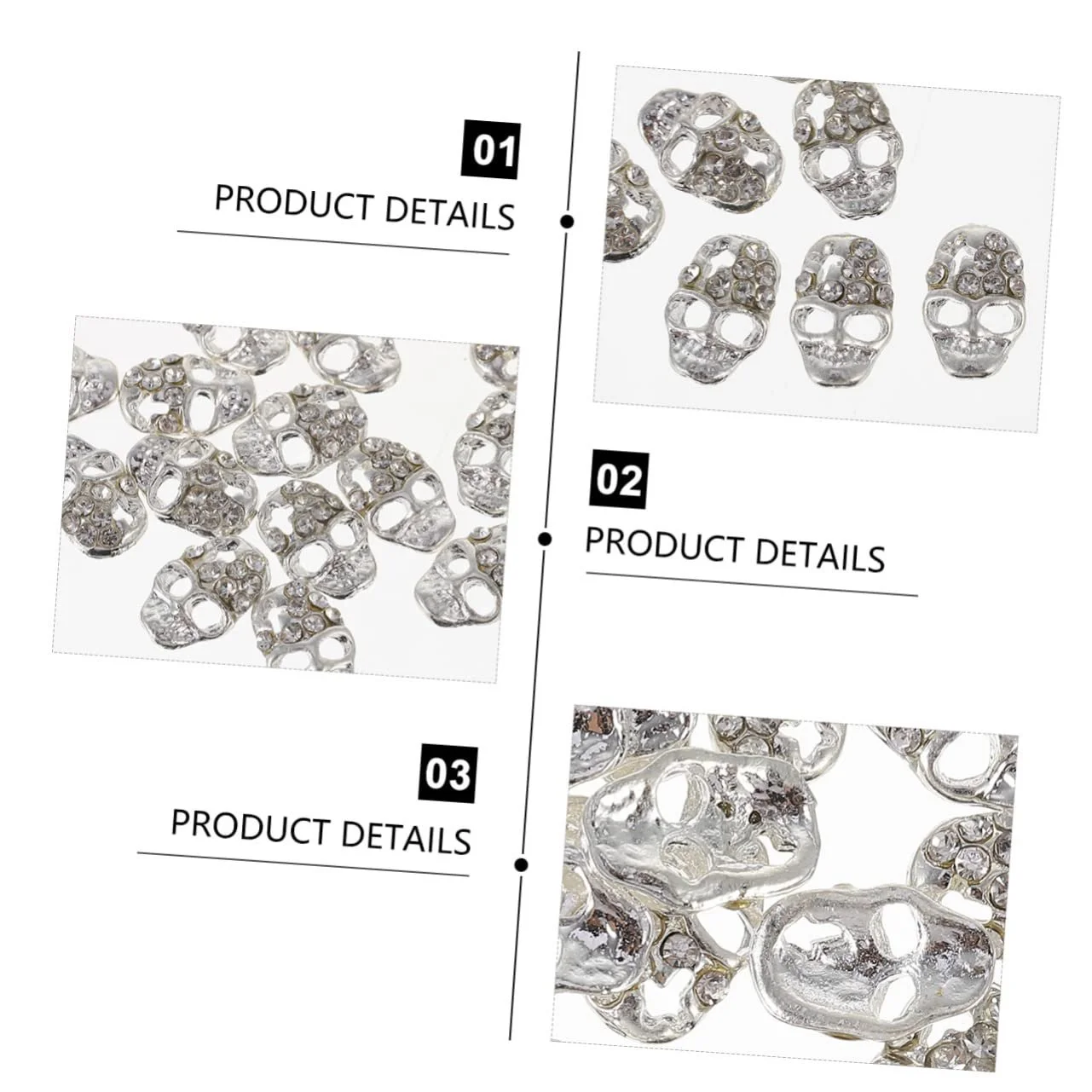 Наклейки для нігтів Череп Стрази для Хелловіну Декоративні, фото №7