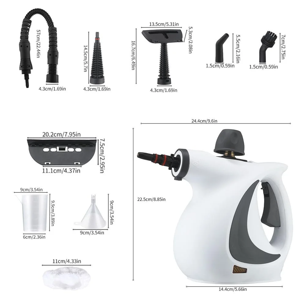 Ручний портативний пароочисник Red Hut 3,2 бар 1050 Вт 250 мл 2,9 м 9 насадок, фото №8 Ручний портативний пароочисник Red Hut 3,2 бар 1050 Вт 250 мл 2,9 м 9 насадок, фото №8