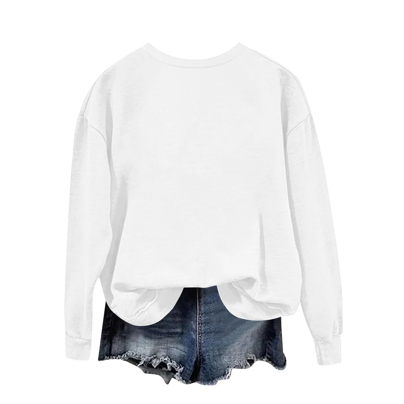 Свитшот Женский Стильный Рождественский 2025 Осень-Зима с принтом, длинными рукавами, круглым вырезом, оверсайз, больших размеров, фото №2