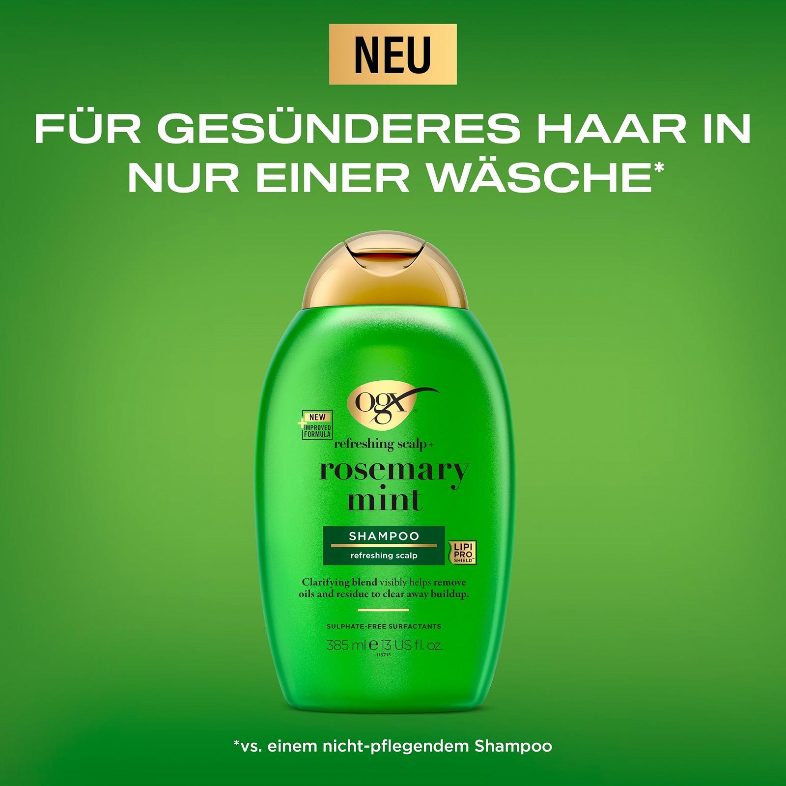 Шампунь OGX Refreshing Scalp+ Rosemary Mint Очищаючий 385 мл, фото №6 Шампунь OGX Refreshing Scalp+ Rosemary Mint Очищаючий 385 мл, фото №6