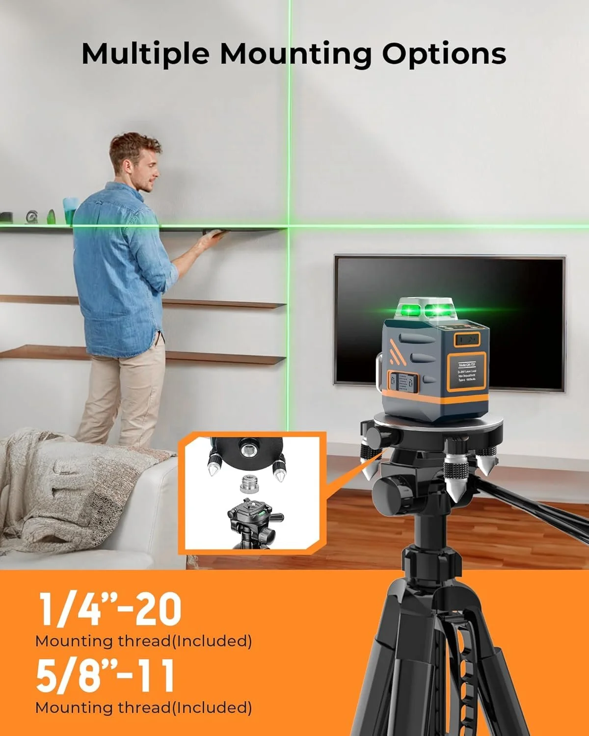 Штатив для лазерного рівня CIGMAN 1,5 м з алюмінію та спиртовим рівнем, фото №2