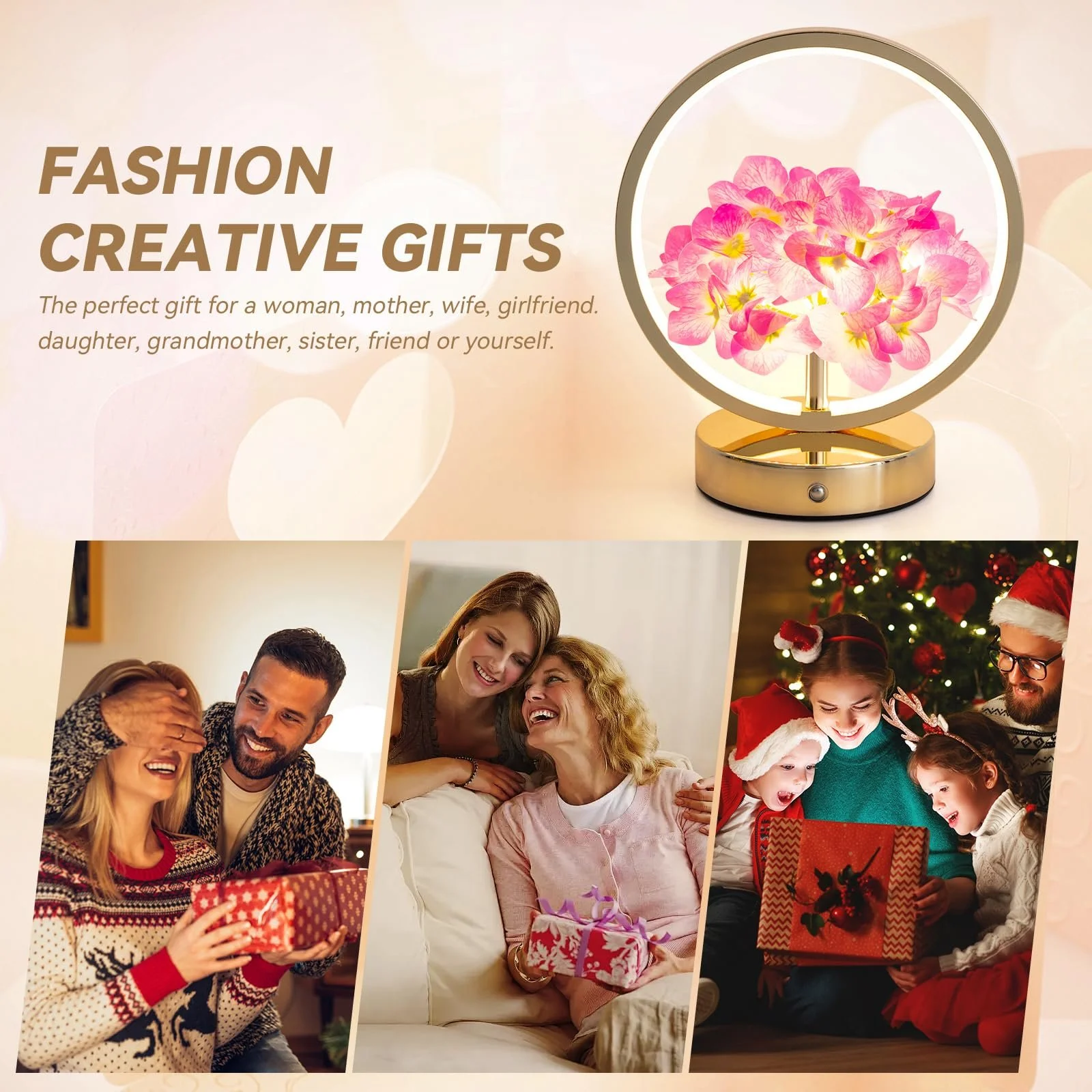 Настільна лампа Hydrangea Decoration гортензія сенсорна акумуляторна бездротова 3 режими Purple, фото №6