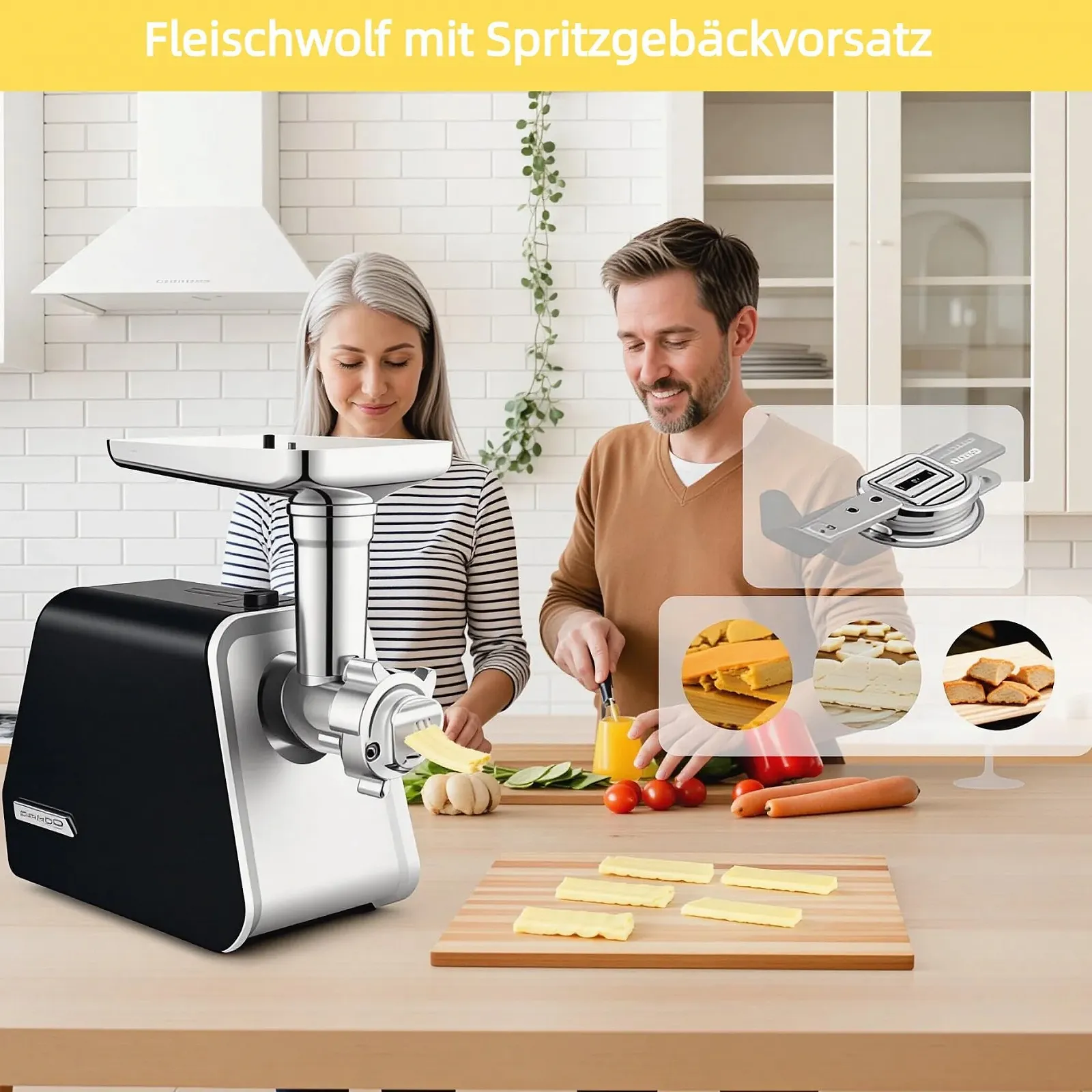 Мясорубка 2000 W 4-в-1 с насадками для колбас и печенья, фото №4 Мясорубка 2000 W 4-в-1 с насадками для колбас и печенья, фото №4