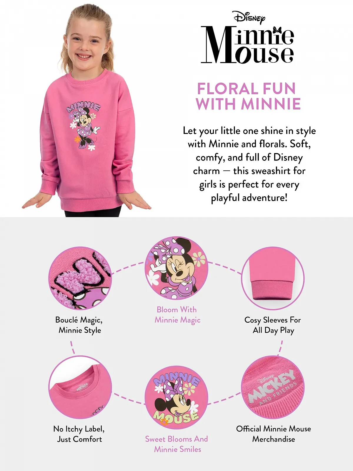 Світшот Disney Minnie Mouse Дитячий для дівчат, фото №5 Світшот Disney Minnie Mouse Дитячий для дівчат, фото №5