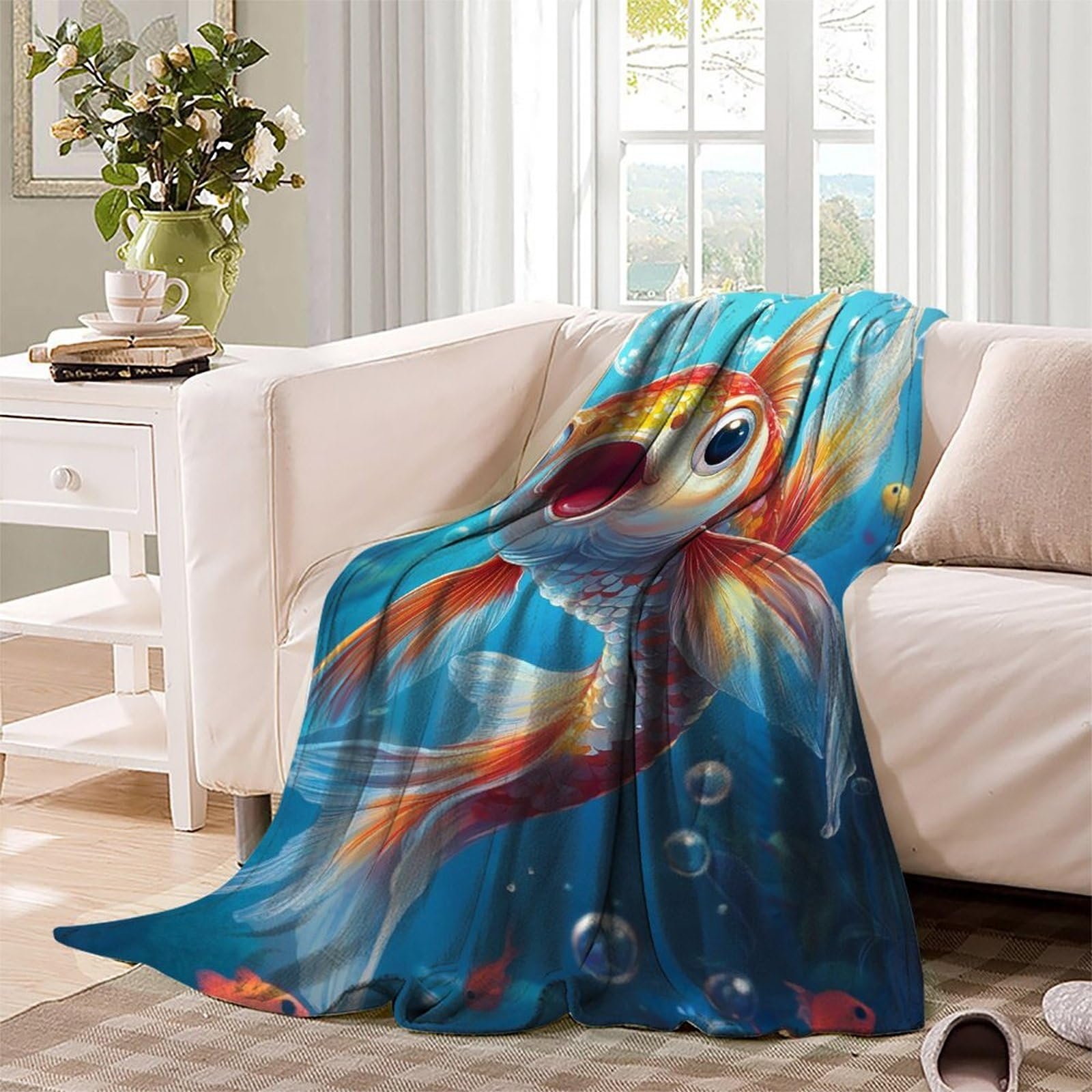 Покривало Бавовняна надм'яка Koi Fish Чотири сезони Багатоцільове покривало на ліжко Накидка на диван 3D 200x230 см, фото №3 Покривало Бавовняна надм'яка Koi Fish Чотири сезони Багатоцільове покривало на ліжко Накидка на диван 3D 200x230 см, фото №3